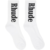 루드 Rhude White RH Vertical Socks 241923M220014