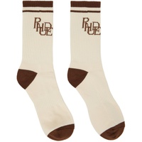 루드 Rhude Beige & Brown Scribble Logo Socks 241923M220020