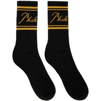 루드 Rhude Black Script Logo Socks 241923M220023