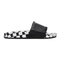 루드 Rhude Black Checkered Leather Slides 241923M234000