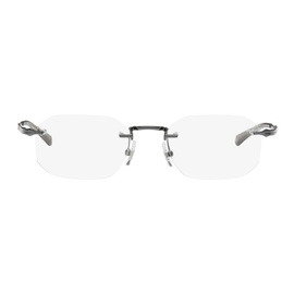 몽블랑 Gunmetal Rimless Glasses 241926M133004