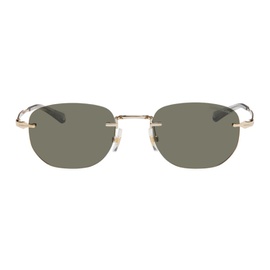 몽블랑 Gold Rectangular Sunglasses 241926M134003