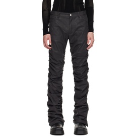 미스비헤이브 MISBHV Black Ruched Faux-Leather Trousers 241937M191005
