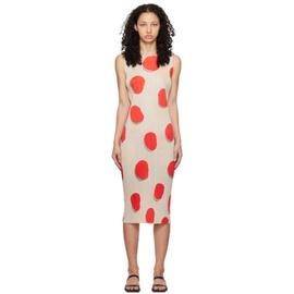 플리츠 플리즈 이세이 미야케 PLEATS PLEASE 이세이 미야케 ISSEY MIYAKE 오프화이트 Off-White & Red Bean Dots Midi Dress 241941F055005