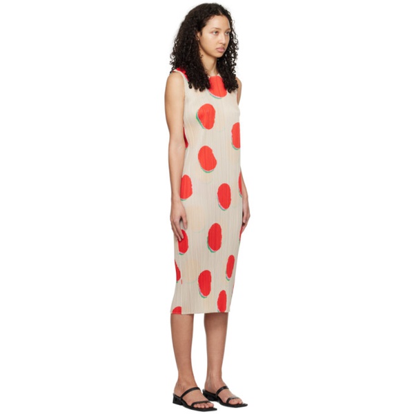  플리츠 플리즈 이세이 미야케 PLEATS PLEASE 이세이 미야케 ISSEY MIYAKE 오프화이트 Off-White & Red Bean Dots Midi Dress 241941F055005