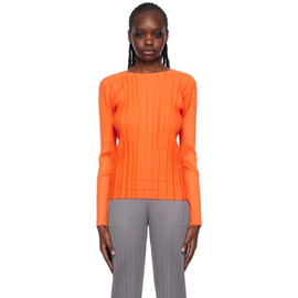플리츠 플리즈 이세이 미야케 Pleats PLEASE 이세이 미야케 ISSEY MIYAKE Orange Soft Pleats Long Sleeve T-Shirt 241941F110003