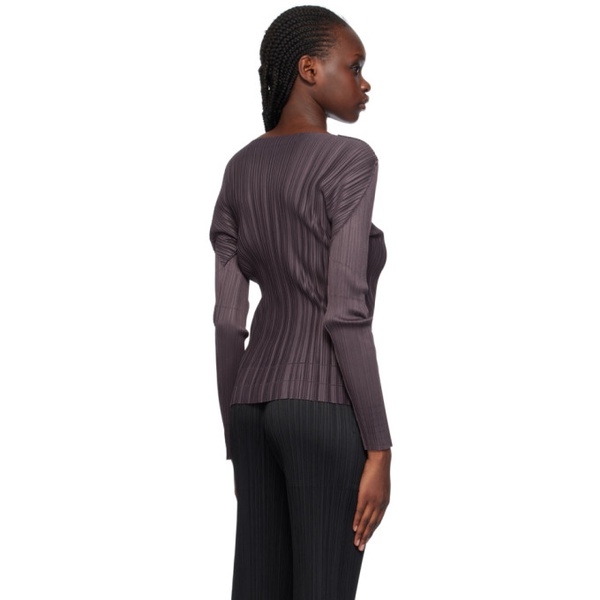  플리츠 플리즈 이세이 미야케 Pleats PLEASE 이세이 미야케 ISSEY MIYAKE Purple Soft Pleats Long Sleeve T-Shirt 241941F110004