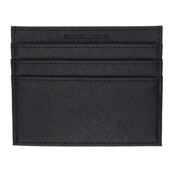  Emporio Armani Black Regenerated Faux-Leather Card Holder 241951M163000