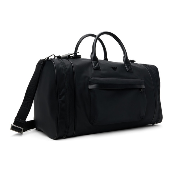  Emporio Armani Black ASV Recycled Nylon Weekend Bag 241951M169000