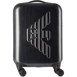 Emporio Armani Gray Embossed Eagle Carry-On Suitcase 241951M173000