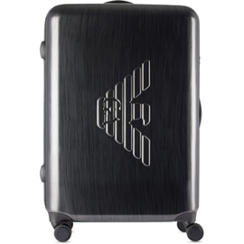 Emporio Armani Gray Embossed Eagle Large Suitcase 241951M173002