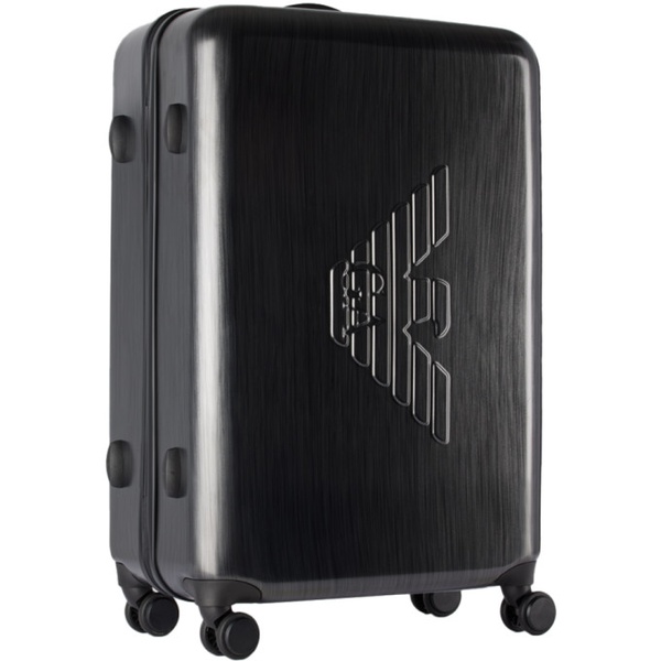  Emporio Armani Gray Embossed Eagle Large Suitcase 241951M173002