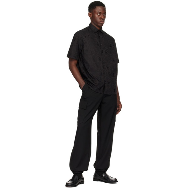  Emporio Armani Black Spread Collar Shirt 241951M192020
