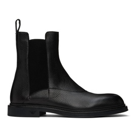 Emporio Armani Black Grained Leather Chelsea Boots 241951M223000