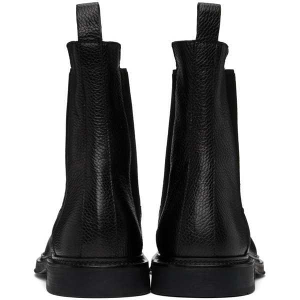  Emporio Armani Black Grained Leather Chelsea Boots 241951M223000