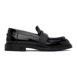Emporio Armani Black Brushed Leather Loafers 241951M231001
