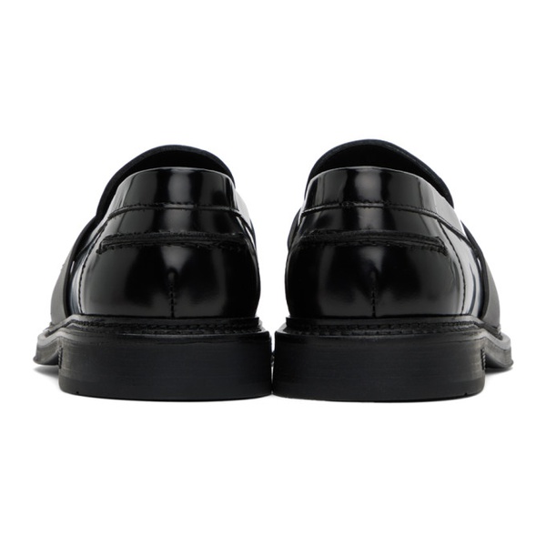  Emporio Armani Black Brushed Leather Loafers 241951M231001