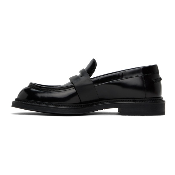  Emporio Armani Black Brushed Leather Loafers 241951M231001