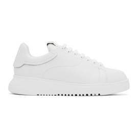 Emporio Armani White Tumbled Leather Sneakers 241951M237001
