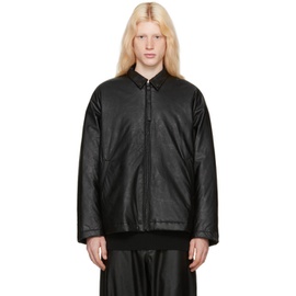 엔 할리우드 N.Hoolywood Black Darted Faux-Leather Jacket 241992M180000