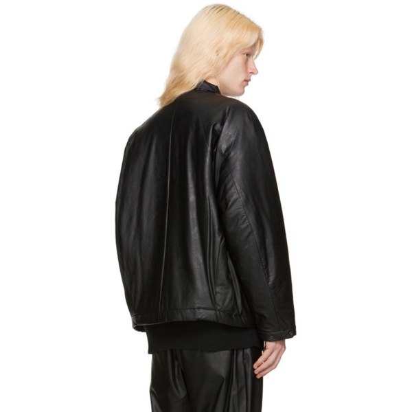  엔 할리우드 N.Hoolywood Black Darted Faux-Leather Jacket 241992M180000