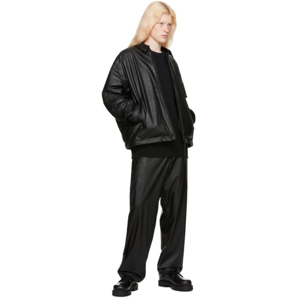  엔 할리우드 N.Hoolywood Black Darted Faux-Leather Jacket 241992M180000