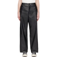 엔 할리우드 N.Hoolywood Black Drawstring Faux-Leather Trousers 241992M191001