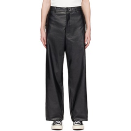 엔 할리우드 N.Hoolywood Black Drawstring Faux-Leather Trousers 241992M191001