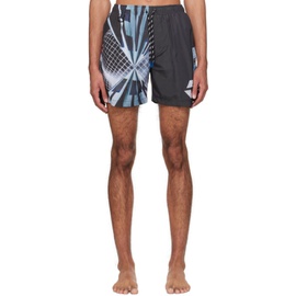 DEVA? STATES Black & Blue Print Swim Shorts 241995M193001