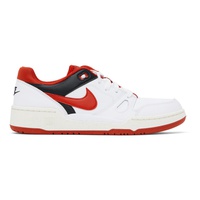 Nike White & Red Full Force Low Sneakers 242011M237063