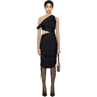 Marine Serre Black Jersey Draped Midi Dress 242020F052007