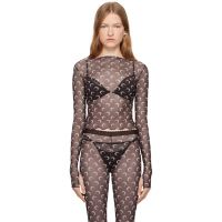 Marine Serre Brown All Over Moon Second Skin Long Sleeve T-Shirt 242020F110035