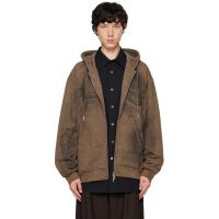 Feng Chen Wang Brown Deconstruction Printed Hoodie 242107M202003