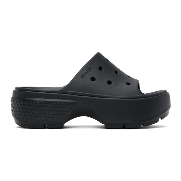 크록스 Crocs Black Stomp Slides 242209F124013