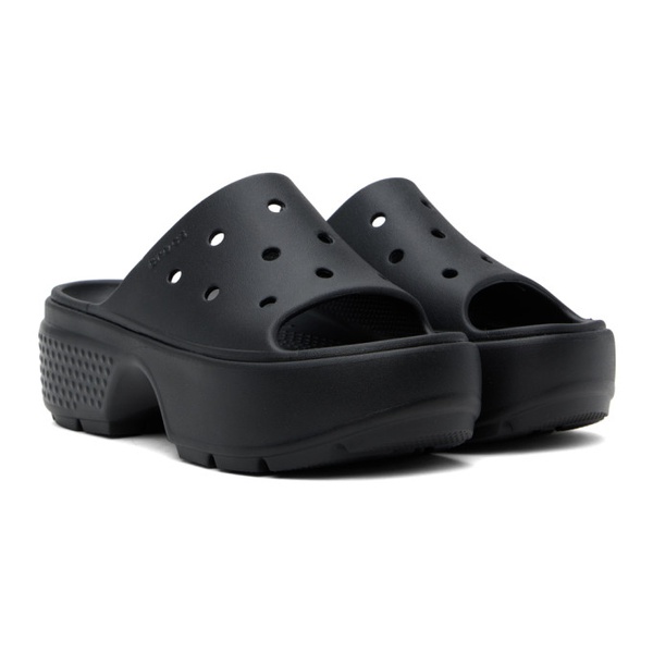 크록스 Crocs Black Stomp Slides 242209F124013