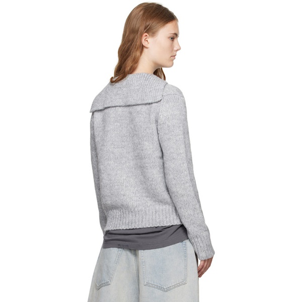 We11done Gray Sailor Cardigan 242327F095008