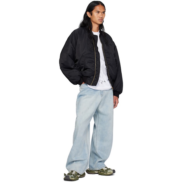 We11done Black Destroyed Bomber Jacket 242327M175001