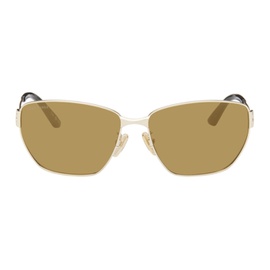 발렌시아가 Balenciaga Gold Rectangular Sunglasses 242342F005004