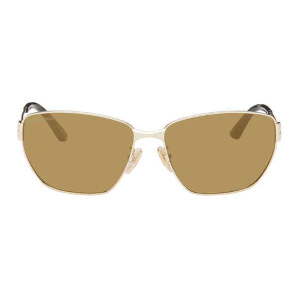 발렌시아가 발렌시아가 Balenciaga Gold Rectangular Sunglasses 242342F005004