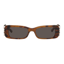 발렌시아가 Balenciaga Tortoiseshell Dynasty Rectangle Sunglasses 242342F005010