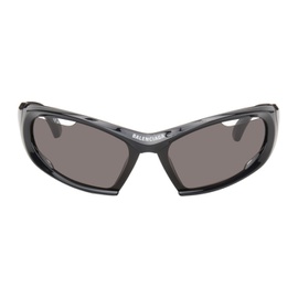 발렌시아가 Balenciaga Black Dynamo Rectangle Sunglasses 242342F005012