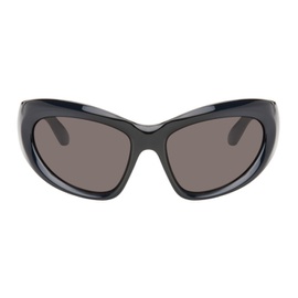 발렌시아가 Balenciaga Black Wrap D-Frame Sunglasses 242342F005031