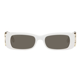 발렌시아가 Balenciaga White Dynasty Rectangle Sunglasses 242342F005043