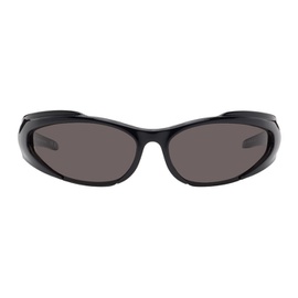 발렌시아가 Balenciaga Black Reverse Xpander Rectangle Sunglasses 242342M134001