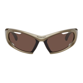 발렌시아가 Balenciaga Brown Dynamo Rectangle Sunglasses 242342M134024