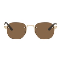 Gold Santos De Cartier Round Metal Sunglasses 242346F005001