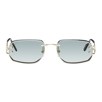 Gold & Blue Signature C de Cartier Pilot Metal Sunglasses 242346F005004