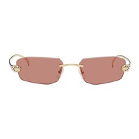 Gold Panthere de Cartier Geometrical Sunglasses 242346F005008