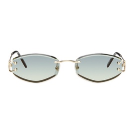 Gold & Green Signature C de Cartier Geometrical Metal Sunglasses 242346F005010