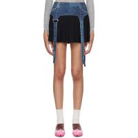 Andersson Bell Blue & Black Trompe Loeil Pleats Miniskirt 242375F090003